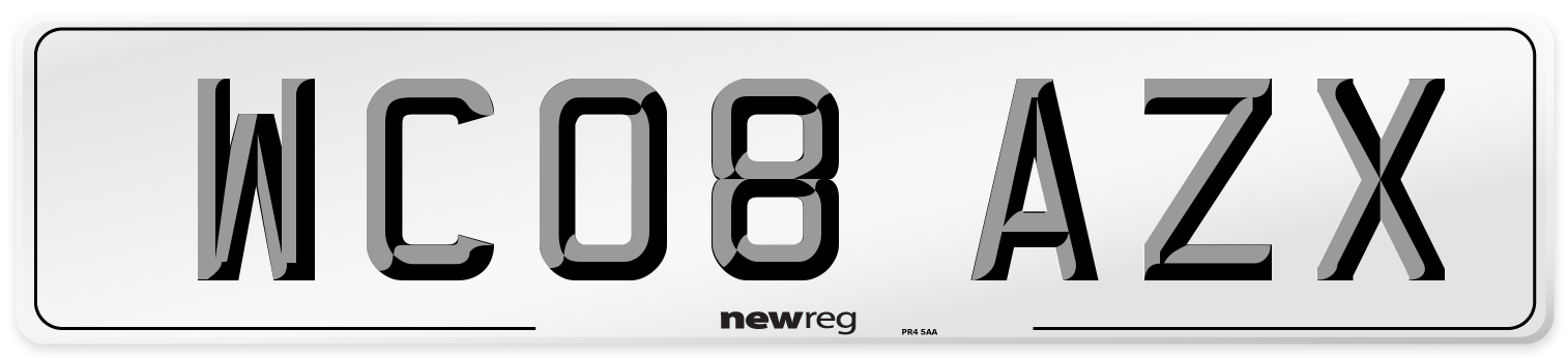 WC08 AZX Number Plate from New Reg